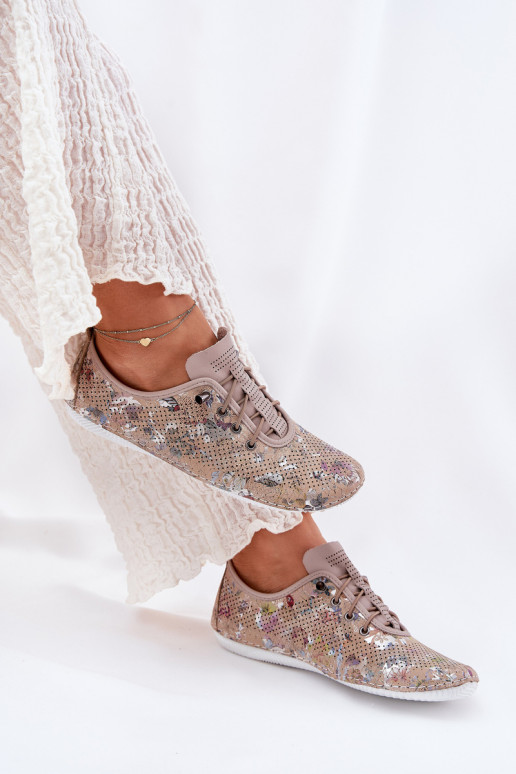 chaussures Féminin Fabriqué en cuir naturel À motifs Artiker 56C2689 beige