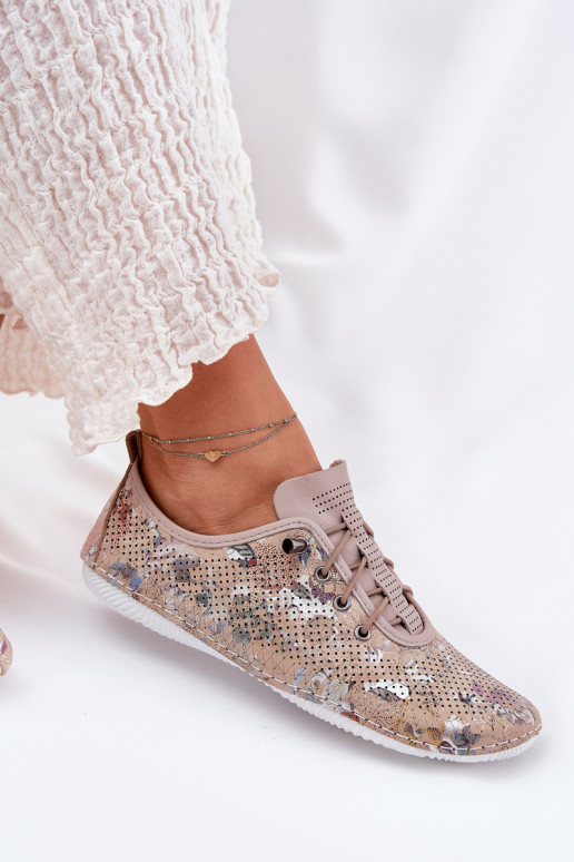 chaussures Féminin Fabriqué en cuir naturel À motifs Artiker 56C2689 beige