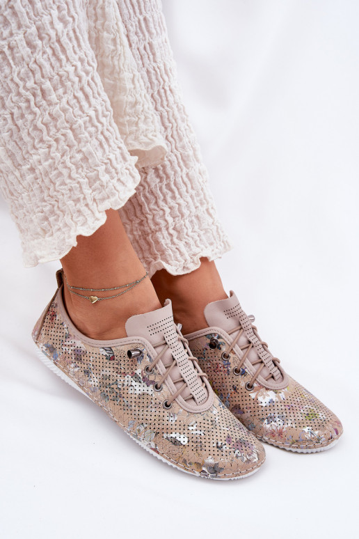 chaussures Féminin Fabriqué en cuir naturel À motifs Artiker 56C2689 beige