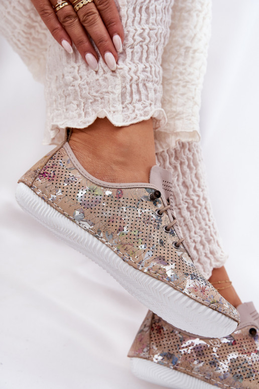 chaussures Féminin Fabriqué en cuir naturel À motifs Artiker 56C2689 beige