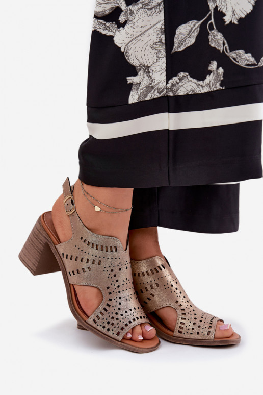 avec des éléments ajourés Sandales à talons hauts pour femme couleur dorée Tosine avec des éléments ajourés Sandales à talons hauts pour femme couleur dorée Tosine