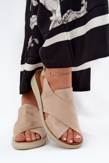 Sandales pour femmes en cuir écologique couleur dorée Tosmelia