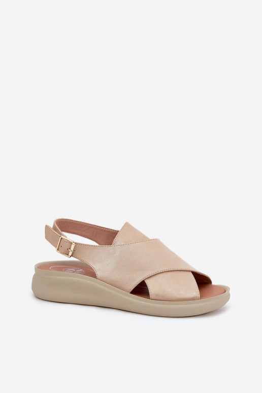 Sandales pour femmes en cuir écologique couleur dorée Tosmelia Sandales pour femmes en cuir écologique couleur dorée Tosmelia