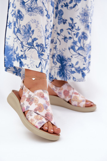 Sandales de différentes couleurs en simili cuir avec fleurs pour femmes Tosmelia 2