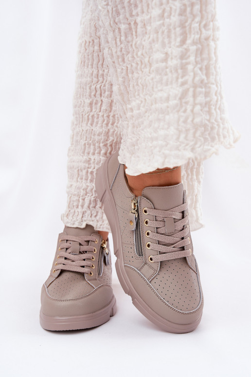 Peau baskets Chaussures modèle baskets avec une plateforme avec fermetures éclair Vinceza 88019 beige Peau baskets Chaussures modèle baskets avec une plateforme avec fermetures éclair Vinceza 88019 beige