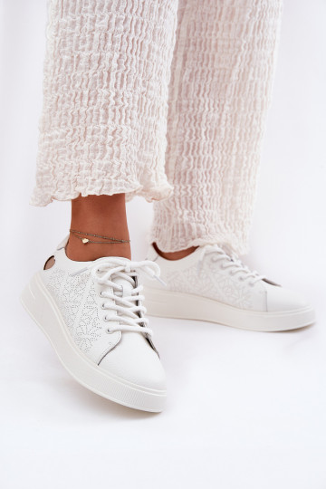Baskets en cuir blanches avec plateforme Vinceza 88018 2