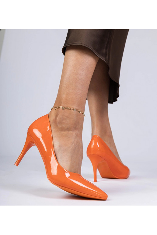 Escarpins orange en vernis pour...