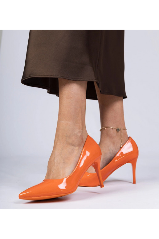 Escarpins orange en vernis pour...