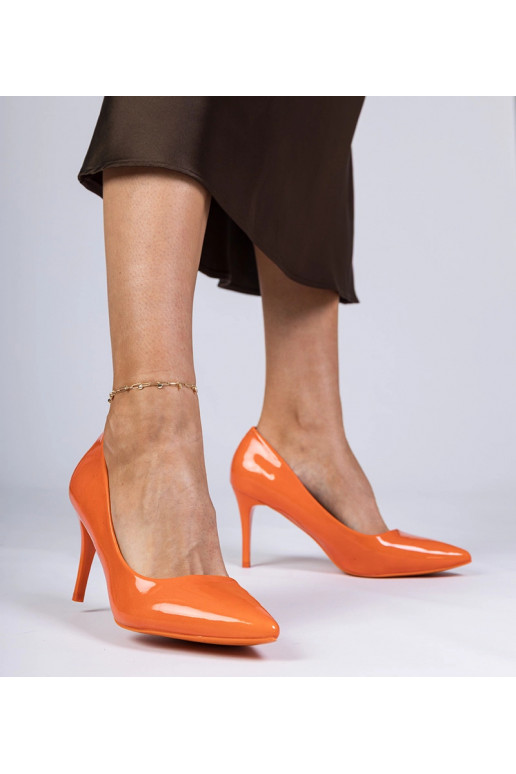 Escarpins orange en vernis pour...