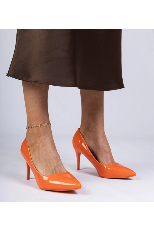 Escarpins orange en vernis pour...