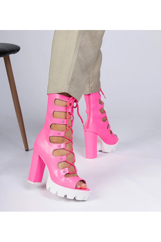 Bottes roses pour femmes à talon haut...