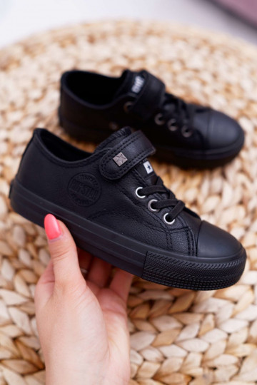 Chaussures de loisirs en cuir noires pour enfants Big Star EE374034