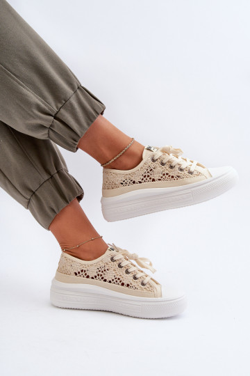 avec des motifs de dentelle Chaussures de loisirs Lee Cooper LCDANS-23-44-1620 beige 2