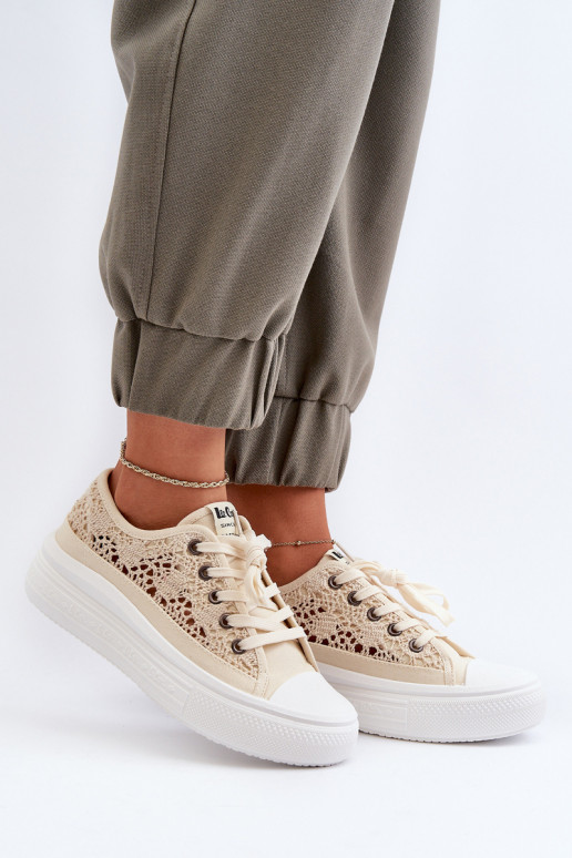 avec des motifs de dentelle Chaussures de loisirs Lee Cooper LCDANS-23-44-1620 beige
