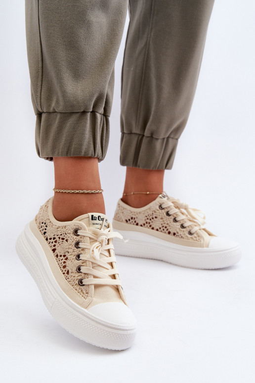 avec des motifs de dentelle Chaussures de loisirs Lee Cooper LCDANS-23-44-1620 beige