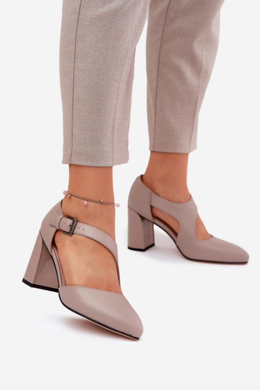 Peau Chaussures avec des talons avec boucles Vinceza 91133 couleur grise