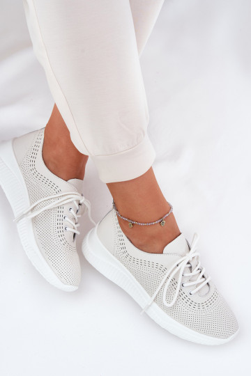 Baskets en cuir blanches pour femmes Vinceza 41472