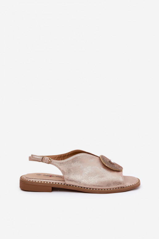 avec éclat Sandales pour femmes Ozdobnym Detalem S.Barski KV51-012 couleur or rose avec éclat Sandales pour femmes Ozdobnym Detalem S.Barski KV51-012 couleur or rose