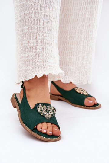 Sandales pour femmes Avec des décorations avec des coeursm S.Barski KV27-018 couleur verte 2