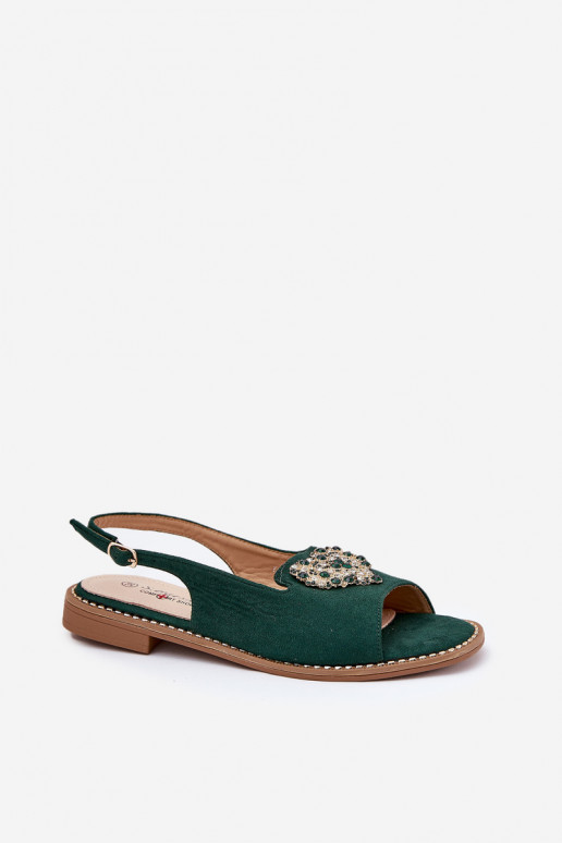 Sandales pour femmes Avec des décorations avec des coeursm S.Barski KV27-018 couleur verte Sandales pour femmes Avec des décorations avec des coeursm S.Barski KV27-018 couleur verte