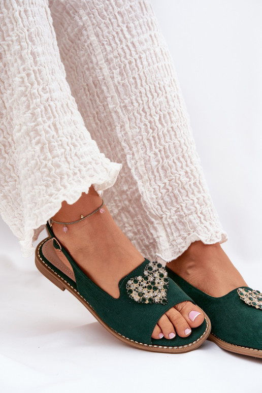 Sandales pour femmes Avec des décorations avec des coeursm S.Barski KV27-018 couleur verte Sandales pour femmes Avec des décorations avec des coeursm S.Barski KV27-018 couleur verte