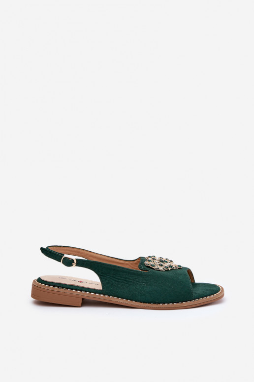 Sandales pour femmes Avec des décorations avec des coeursm S.Barski KV27-018 couleur verte Sandales pour femmes Avec des décorations avec des coeursm S.Barski KV27-018 couleur verte