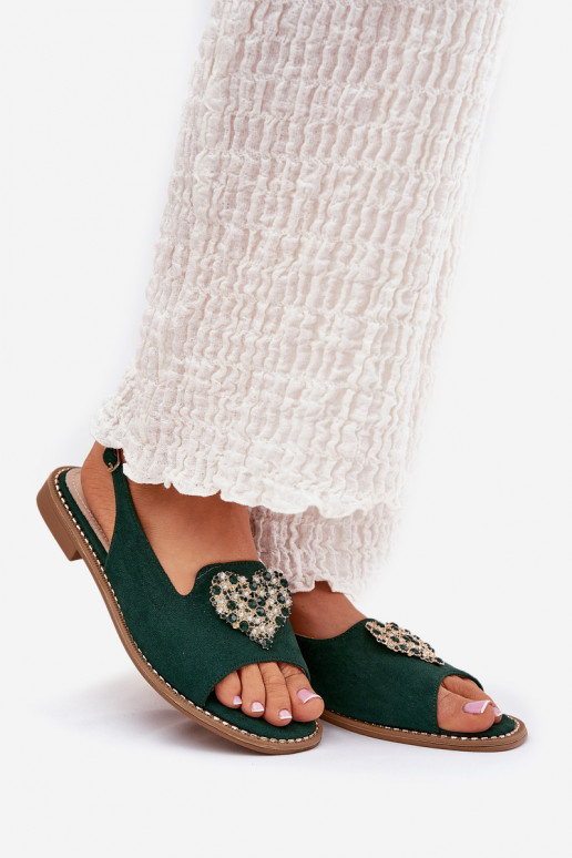 Sandales pour femmes Avec des décorations avec des coeursm S.Barski KV27-018 couleur verte Sandales pour femmes Avec des décorations avec des coeursm S.Barski KV27-018 couleur verte