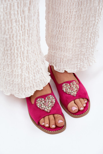 Sandales roses pour femmes avec décoration en forme de cœur S.Barski KV27-018