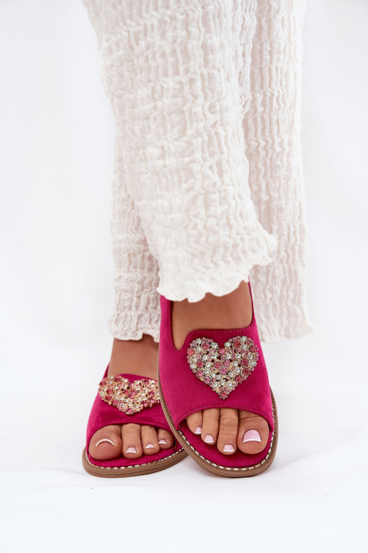 Sandales pour femmes Avec des décorations avec des coeursm S.Barski KV27-018 couleur rose