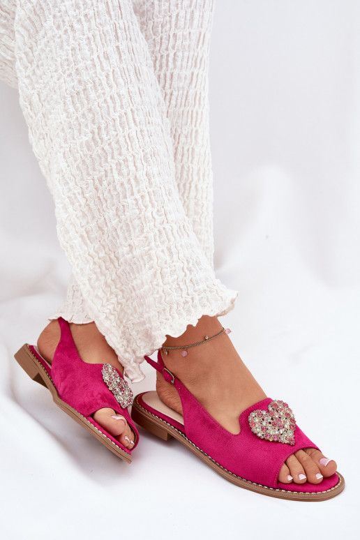 Sandales pour femmes Avec des décorations avec des coeursm S.Barski KV27-018 couleur rose