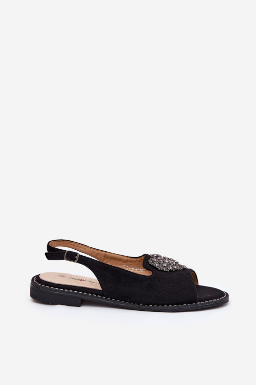 Sandales pour femmes Avec des décorations avec des coeursm S.Barski KV27-018 couleur noire Sandales pour femmes Avec des décorations avec des coeursm S.Barski KV27-018 couleur noire