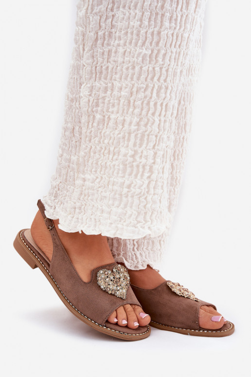 Sandales pour femmes Avec des décorations avec des coeursm S.Barski KV27-018 beige