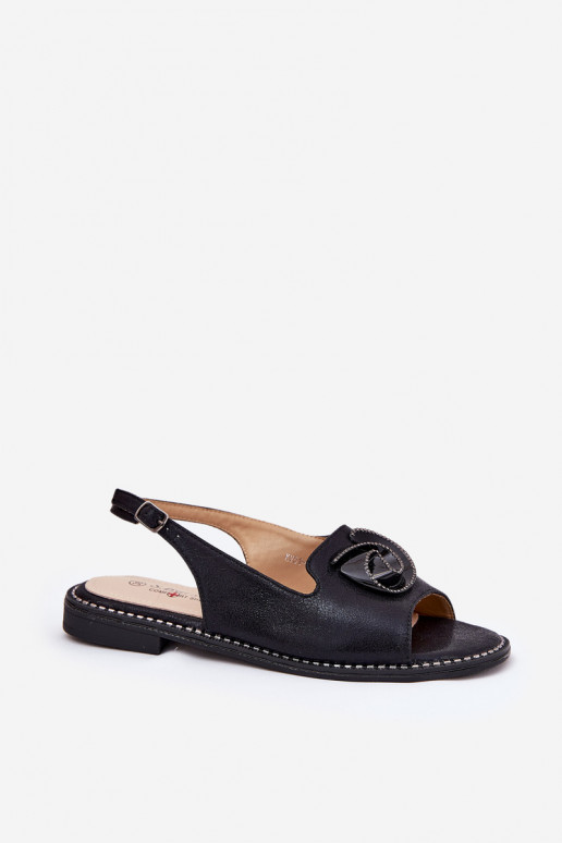 avec éclat Sandales pour femmes avec des ornements S.Barski KV51-006 couleur noire avec éclat Sandales pour femmes avec des ornements S.Barski KV51-006 couleur noire