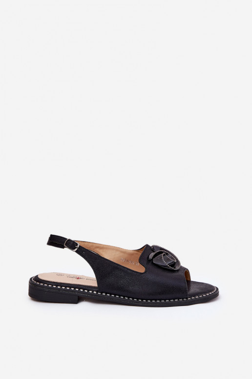 avec éclat Sandales pour femmes avec des ornements S.Barski KV51-006 couleur noire avec éclat Sandales pour femmes avec des ornements S.Barski KV51-006 couleur noire