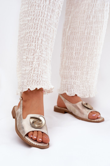 Sandales brillantes dorées pour femmes avec motifs S.Barski KV51-006