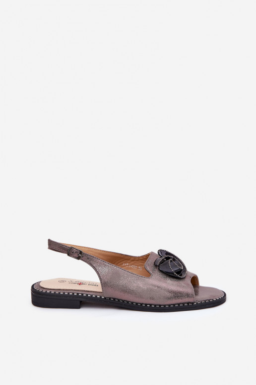 avec éclat Sandales pour femmes avec des ornements S.Barski KV51-006 couleur grise avec éclat Sandales pour femmes avec des ornements S.Barski KV51-006 couleur grise