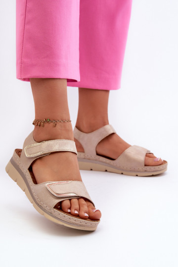 Sandales beiges pour femmes avec velcro Risanni