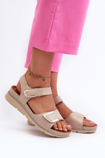 Sandales beiges pour femmes avec velcro Risanni 2