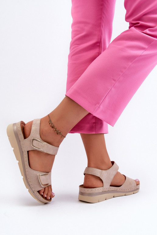 Sandales pour femmes avec attaches adhésives beige Risanni