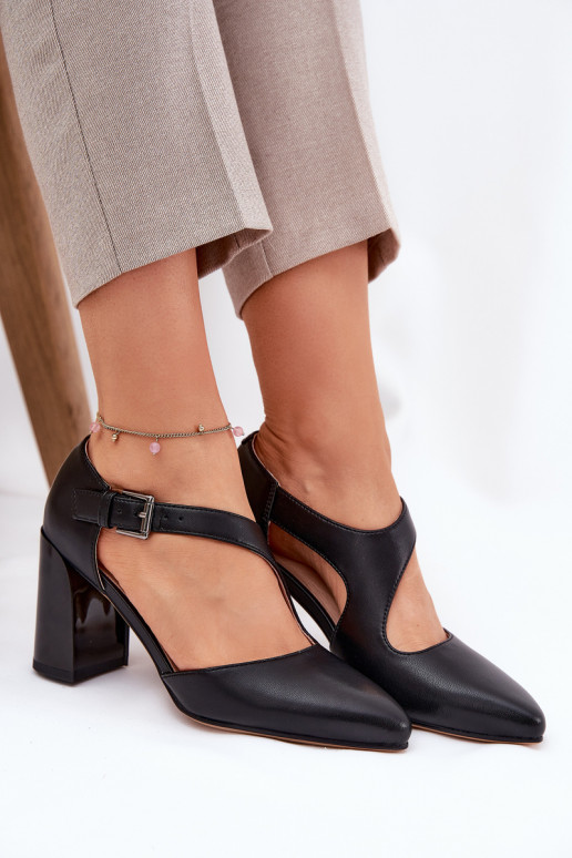 Peau Chaussures avec des talons avec boucles Vinceza 91133 couleur noire Peau Chaussures avec des talons avec boucles Vinceza 91133 couleur noire