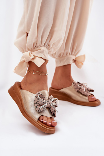 Chaussons pour femmes à talons avec nœuds couleur noire 2