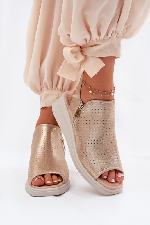 Sandales pour femmes Sur un coin couleur dorée Mevinette Sandales pour femmes Sur un coin couleur dorée Mevinette