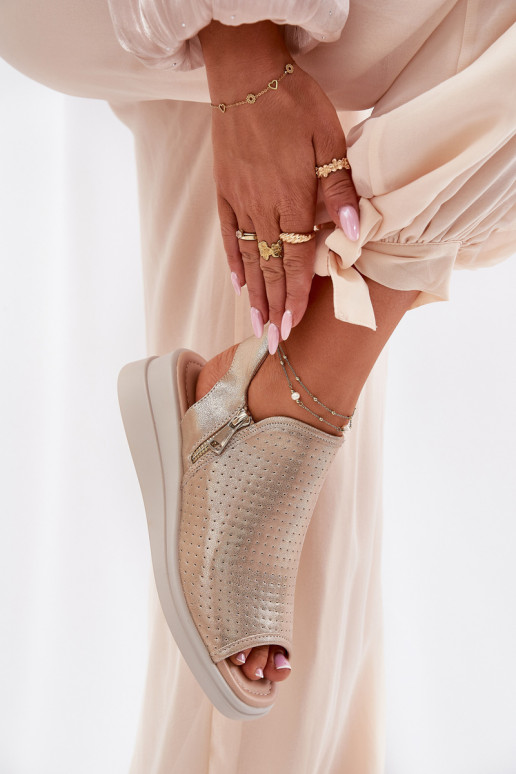 Sandales pour femmes Sur un coin couleur dorée Mevinette Sandales pour femmes Sur un coin couleur dorée Mevinette