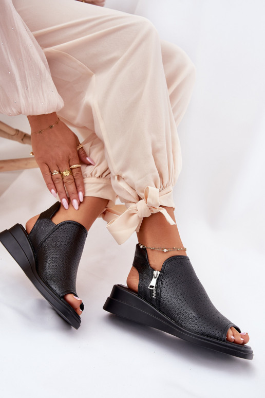 Sandales pour femmes Sur un coin couleur noire Mevinette Sandales pour femmes Sur un coin couleur noire Mevinette