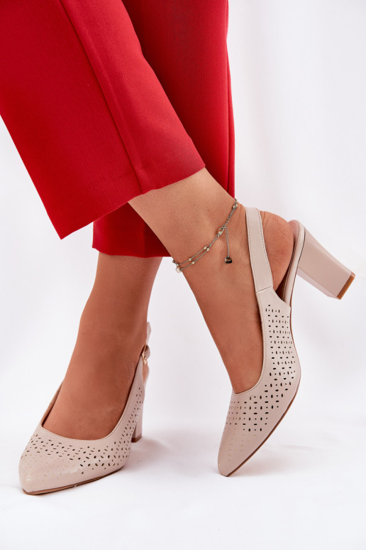 Sandales ajourées Ze Szpiczastymi Noskami avec des talons Sergio Leone SK163 beige Sandales ajourées Ze Szpiczastymi Noskami avec des talons Sergio Leone SK163 beige