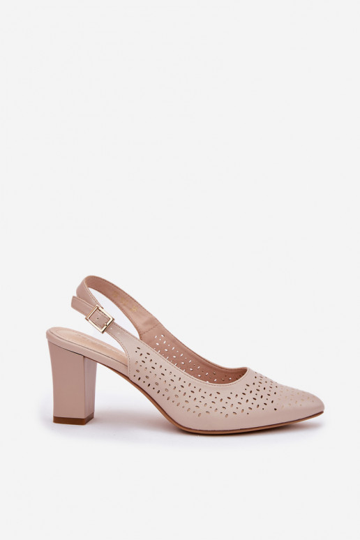 Sandales ajourées Ze Szpiczastymi Noskami avec des talons Sergio Leone SK163 beige Sandales ajourées Ze Szpiczastymi Noskami avec des talons Sergio Leone SK163 beige