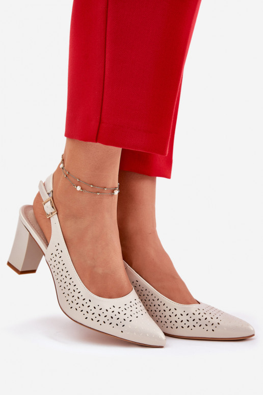 Sandales ajourées Ze Szpiczastymi Noskami avec des talons Sergio Leone SK163 nacre