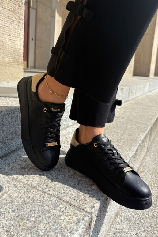 Chaussures modèle baskets Féminin en cuir écologique Big Star RR274257 couleur noire