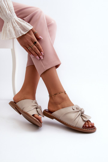 Pantoufles pour femmes avec des talons larges beige Nelvira