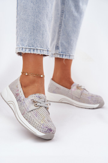 en daim chaussures Fabriqué en cuir naturel avec une plateforme Artiker 56C2104 couleur grise 2